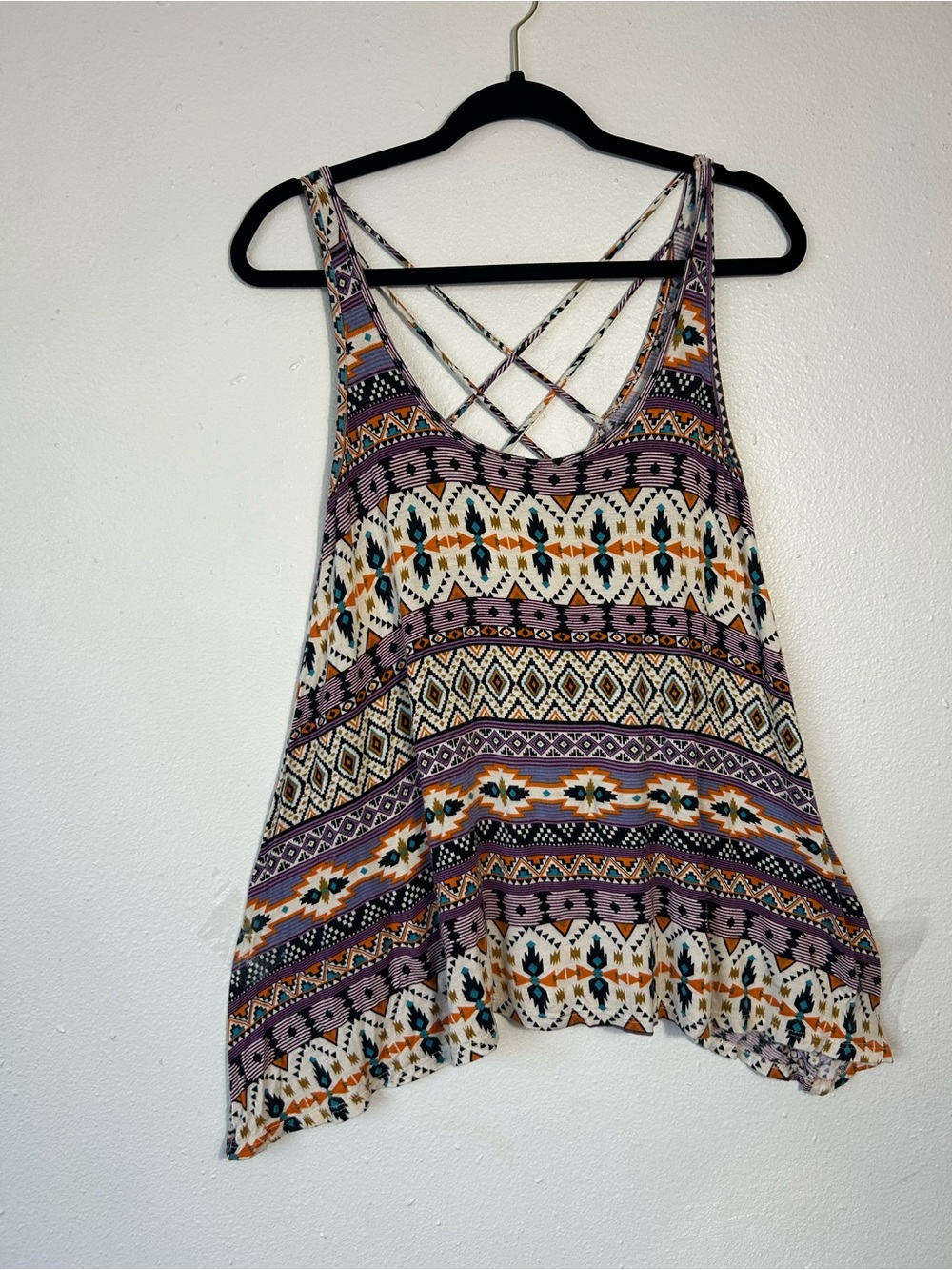H.I.P. Women's Boho Tank Top Small Geometric Southwestern Aztec Strappy Back - Picture 3 of 8